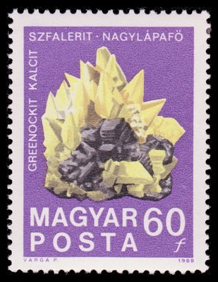 Greenockite, Calcite, Sphalerite - Hungary - 1969 -- 03/01/09