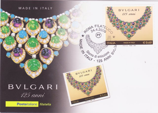 Amethysts, Turquoises, Emeralds, Diamonds (Bulgari) - Italy - 2009 - First Day Cover